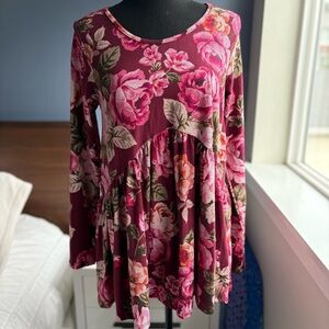 Agnes & Dora Burgundy Floral Top
